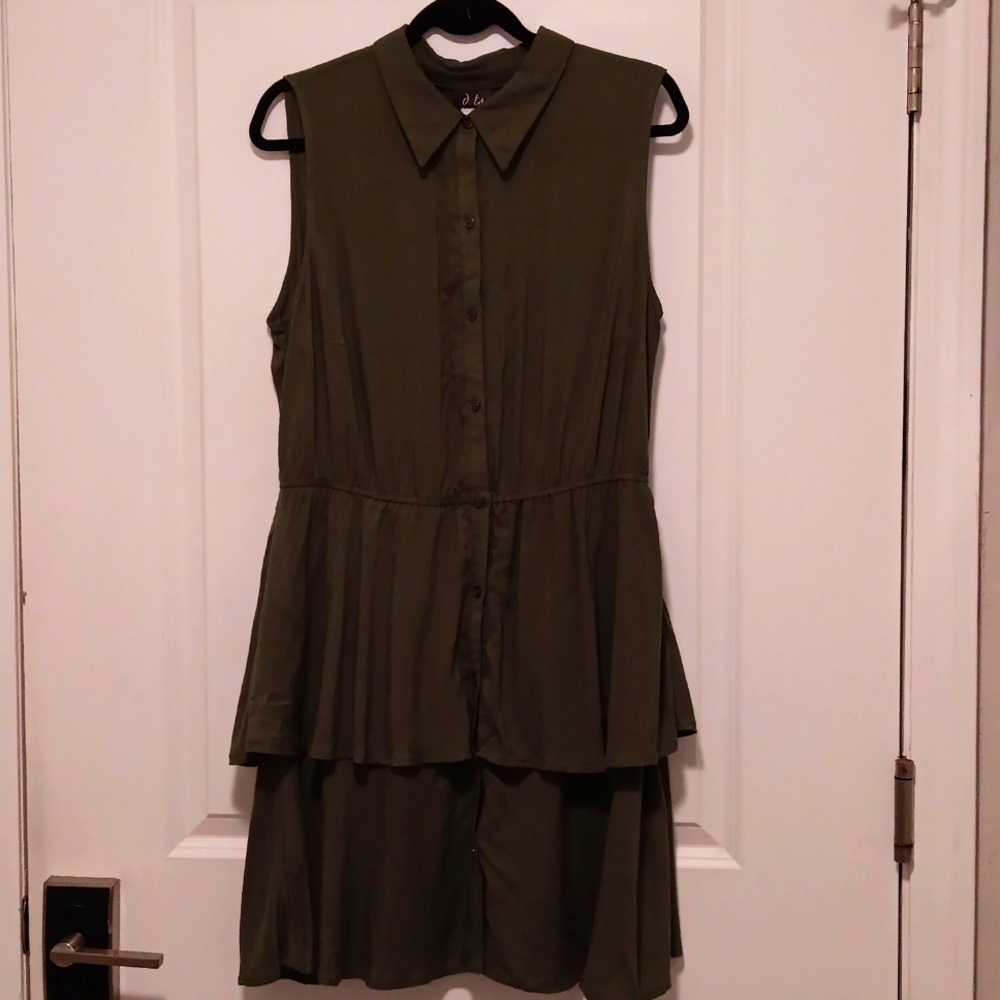 Dots Olive Layered Dress NWT XL
